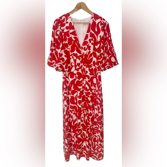 Rhode Dress Ina Midi Size 6 New NWT Red Caspian $450 Retail Tuckernuck Revolve - Picture 1 of 15